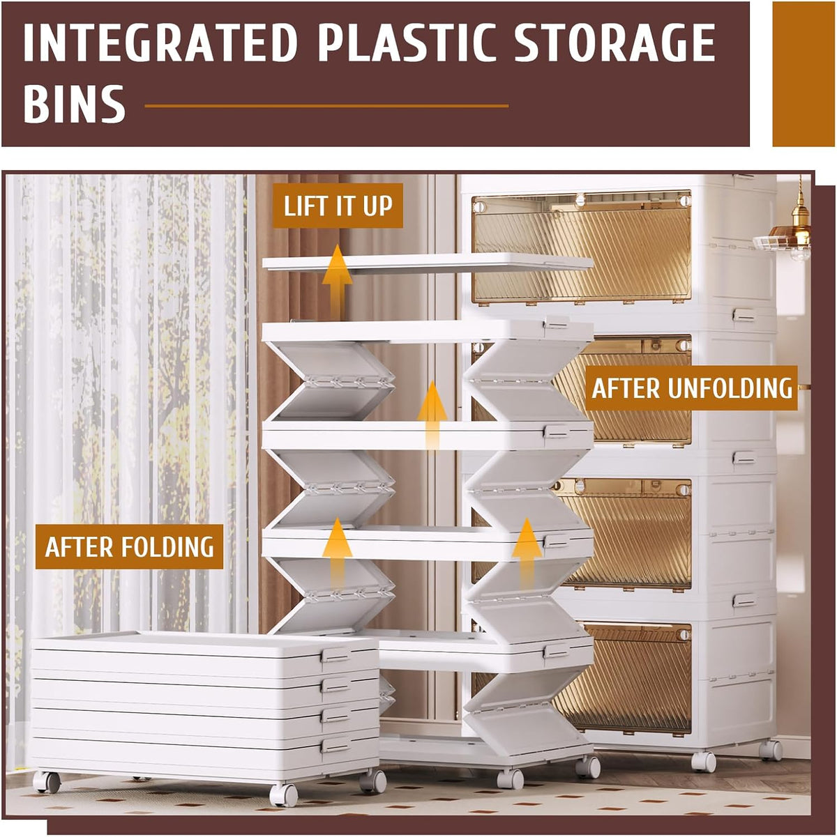 QudraKast 3-Tier Stackable Plastic Storage Bins - 67QT Stackable Storage Bins - Closet Organization