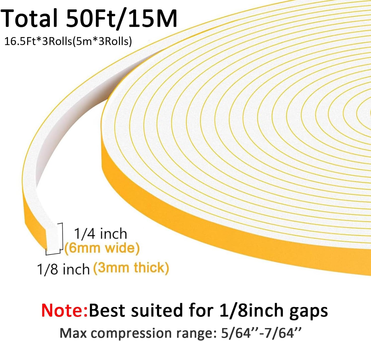 Upgraded Strong Adhesive Foam Tape, Soundproof Door Insulation Weather Strip, Weatherproof Door