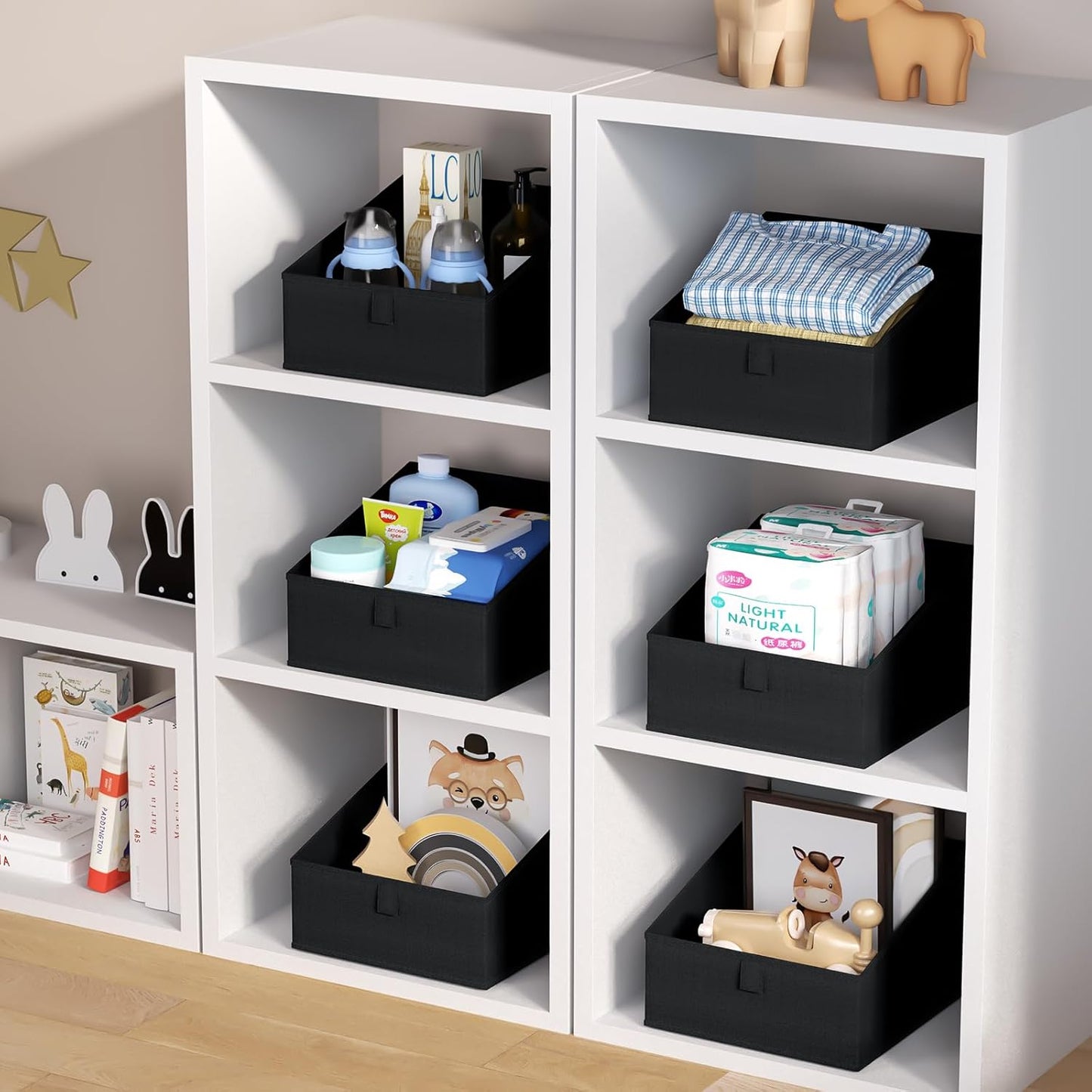 DIMJ Closet Storage Bins 8 Pack - Fabric Trapezoid Closet Organizer Bin, Foldable Storage Baskets