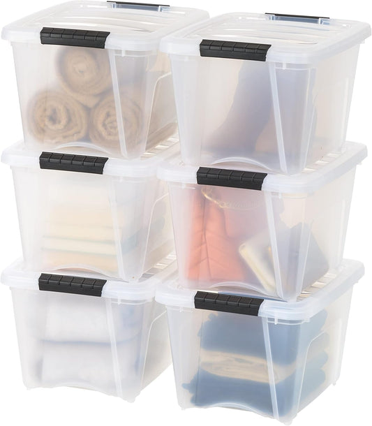 IRIS USA 19 Qt Stackable Plastic Storage Bins with Lids, 6 Pack - BPA-Free, Made in USA
