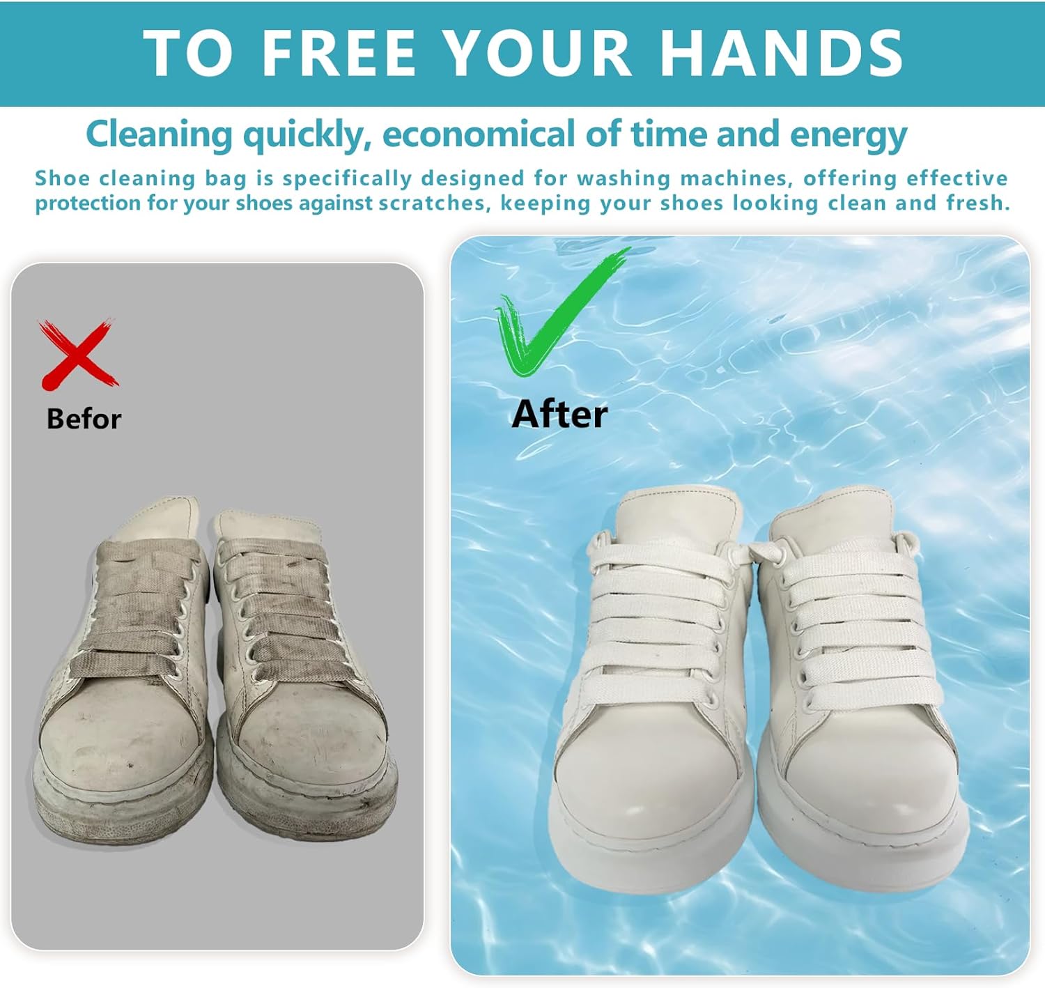 Shoe Washing Machine Bag - 2Pack Laundry Shoe Bag for Washer and Dryer, Reusable Shoe Cleaning Bag
