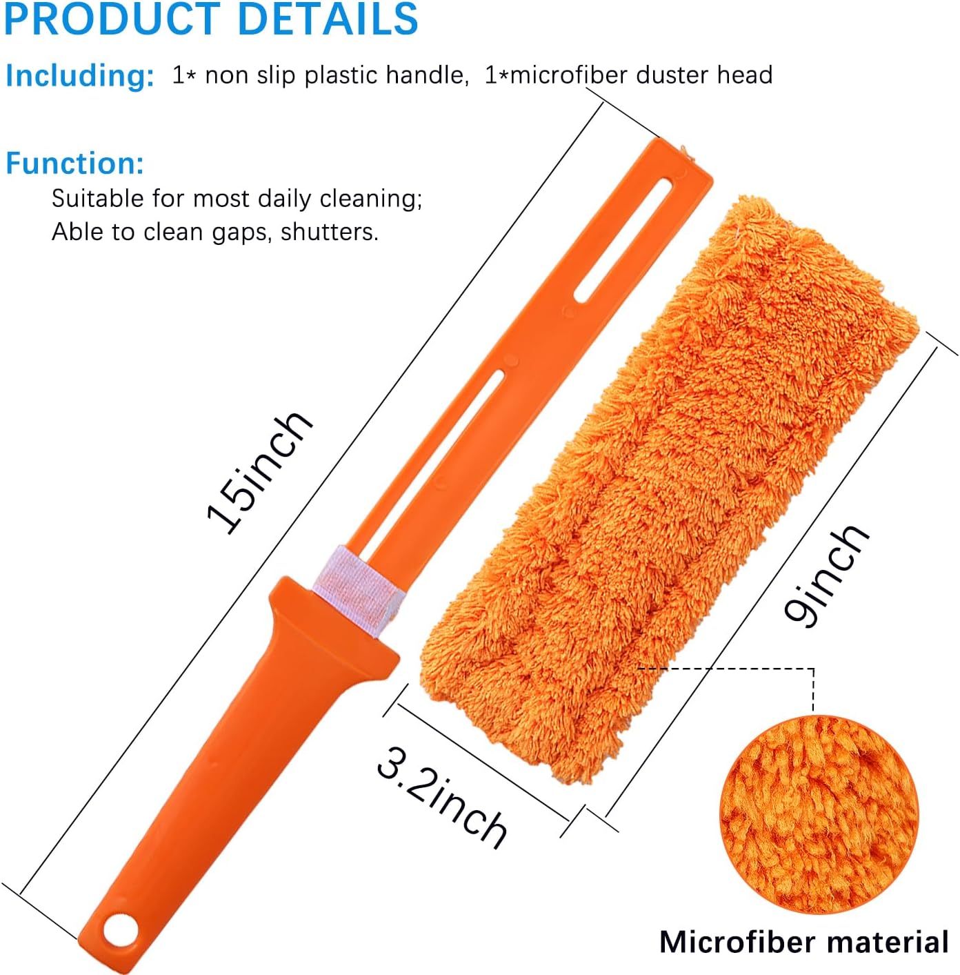 4 Pack 15 inch Reuseable Microfiber Feather Duster, Blind Duster, Gap Duster, Removable and