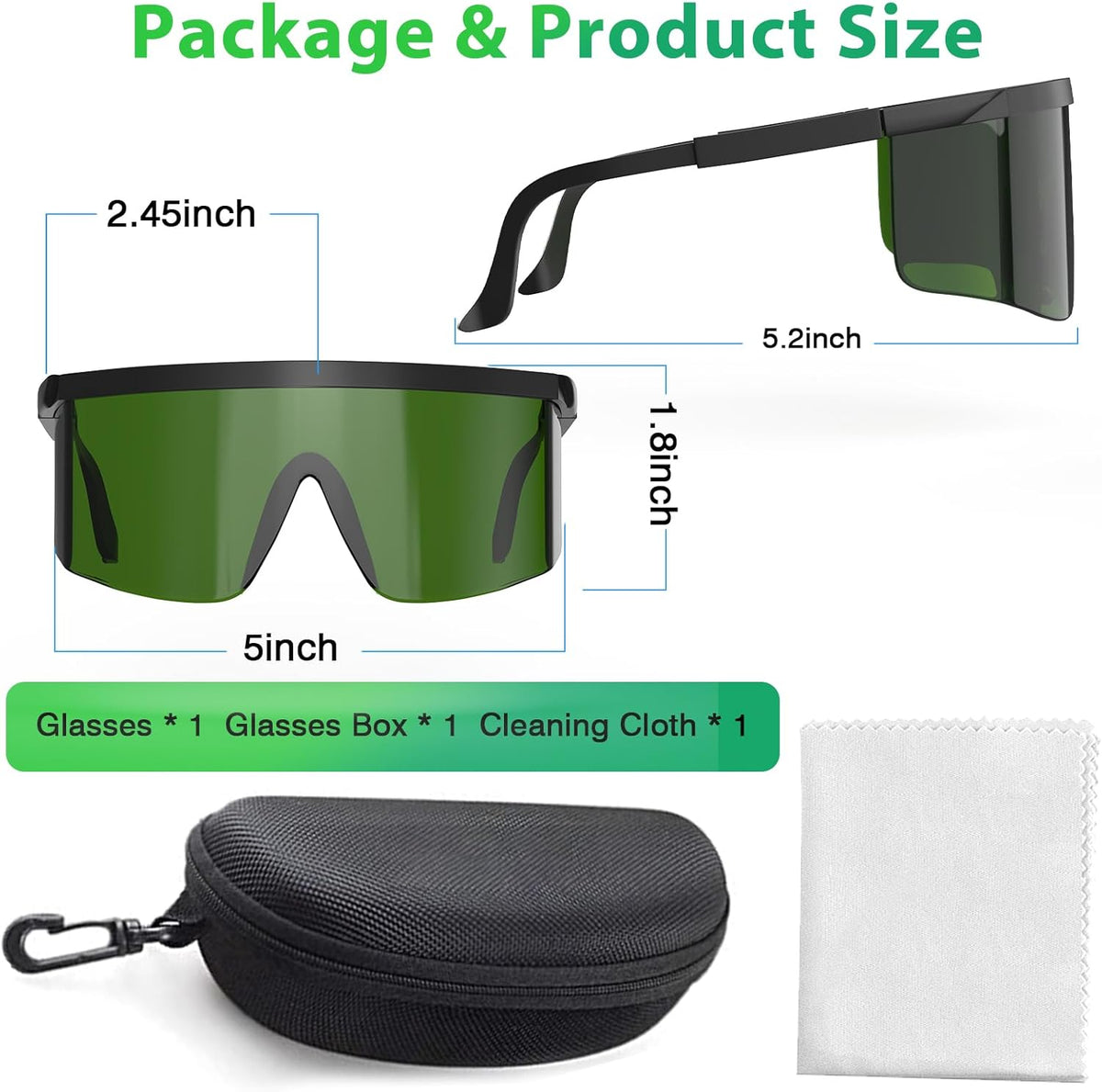 Laser Protection Glasses,IPL 200-2000nm Laser Eye Safety Goggles,with Case & Cleaning Cloth,for UV