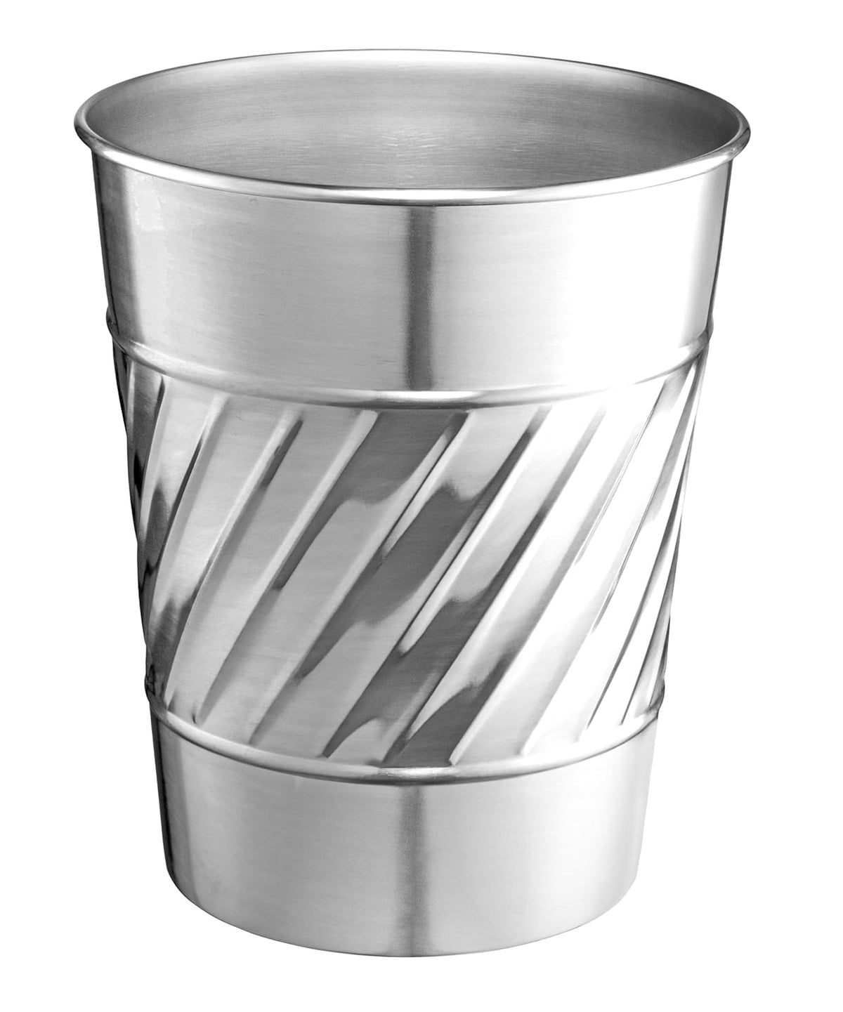 Monarch Abode Nickel Chrome Handcrafted Wave Embossed Metal Wastebasket for Home Office, Decorative