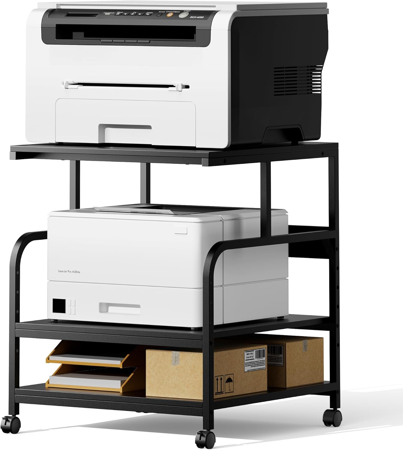 Printer Stand, 24''×24''×29'' Large Printer Table for Home Office with Locking Casters, Heavy Duty