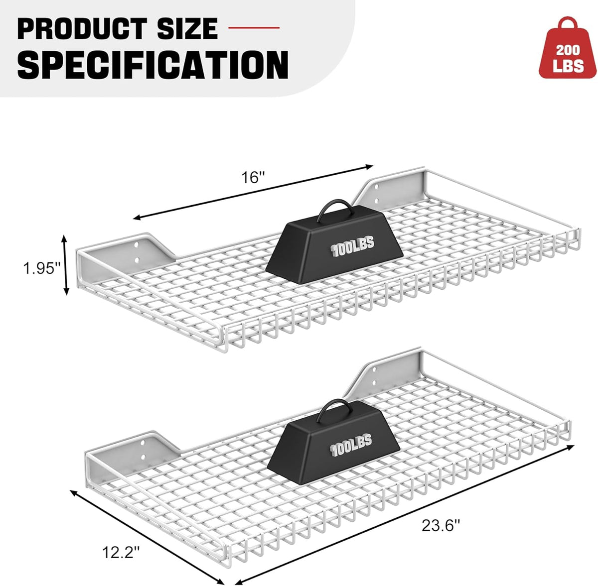 Ultrawall Wall Mounted Storage Shelf for Garage, 2 Pack Metal Shelf Rack, Heavy-Duty Wall Organizer