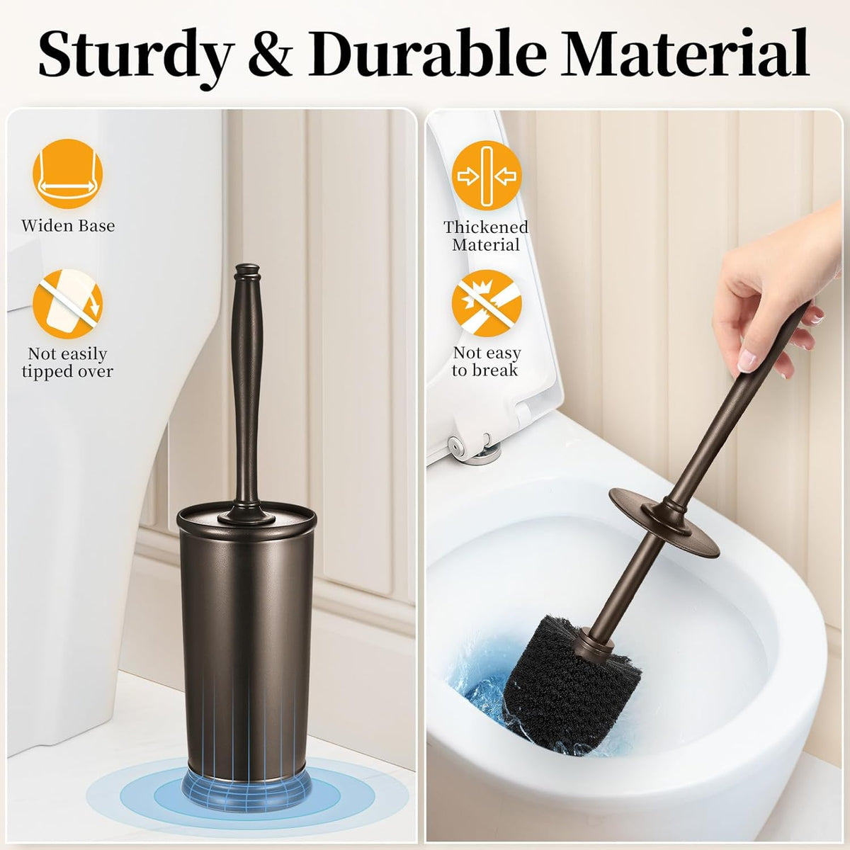 Toilet Bowl Brush Holder Set: Bathroom Deep Cleaning Toilet Scrubber Rim Cleaner with Caddy for