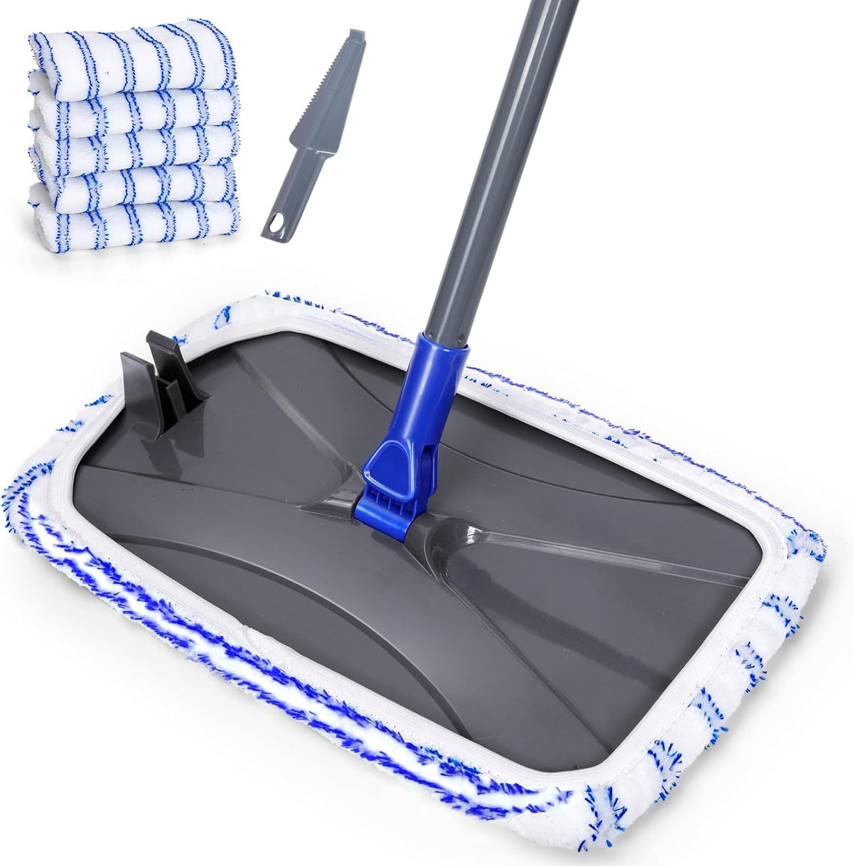 Masthome Microfiber Mop,Large Surface Flat Mop with 5 Reusable Pads,Hardwood Floor Mops for Dry and
