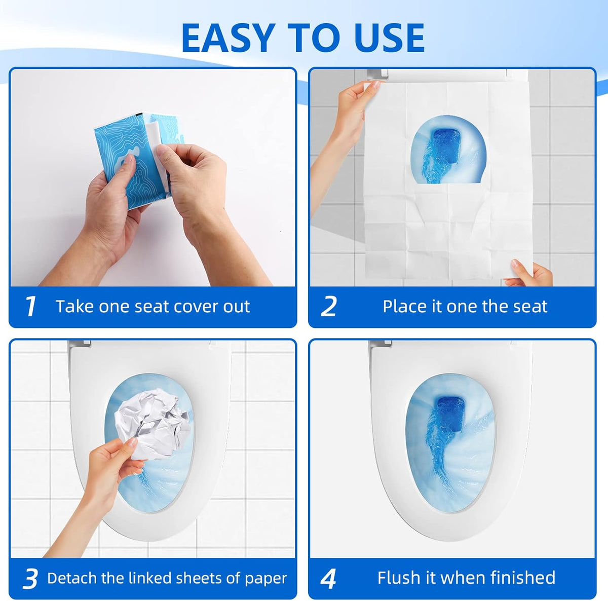 Toilet Seat Covers (60 pack), XL Flushable and Biodegradable Paper Cover Disposable for Adult and
