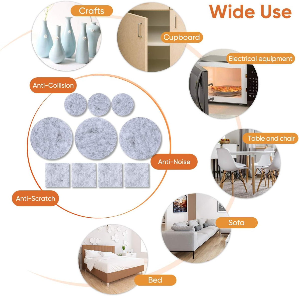 Furniture Pads 300 Pcs Premium Furniture Felt Pads (Grey), Huge Quantity Self Adhesive Felt