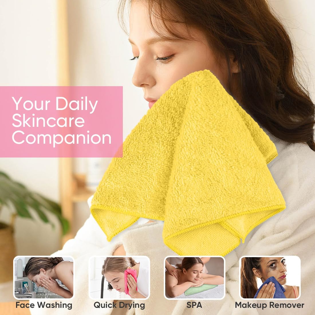 HOMEXCEL Microfiber Washcloths 12 Pack, Highly Absorbent and Soft Face Towel, Multi-Purpose Wash