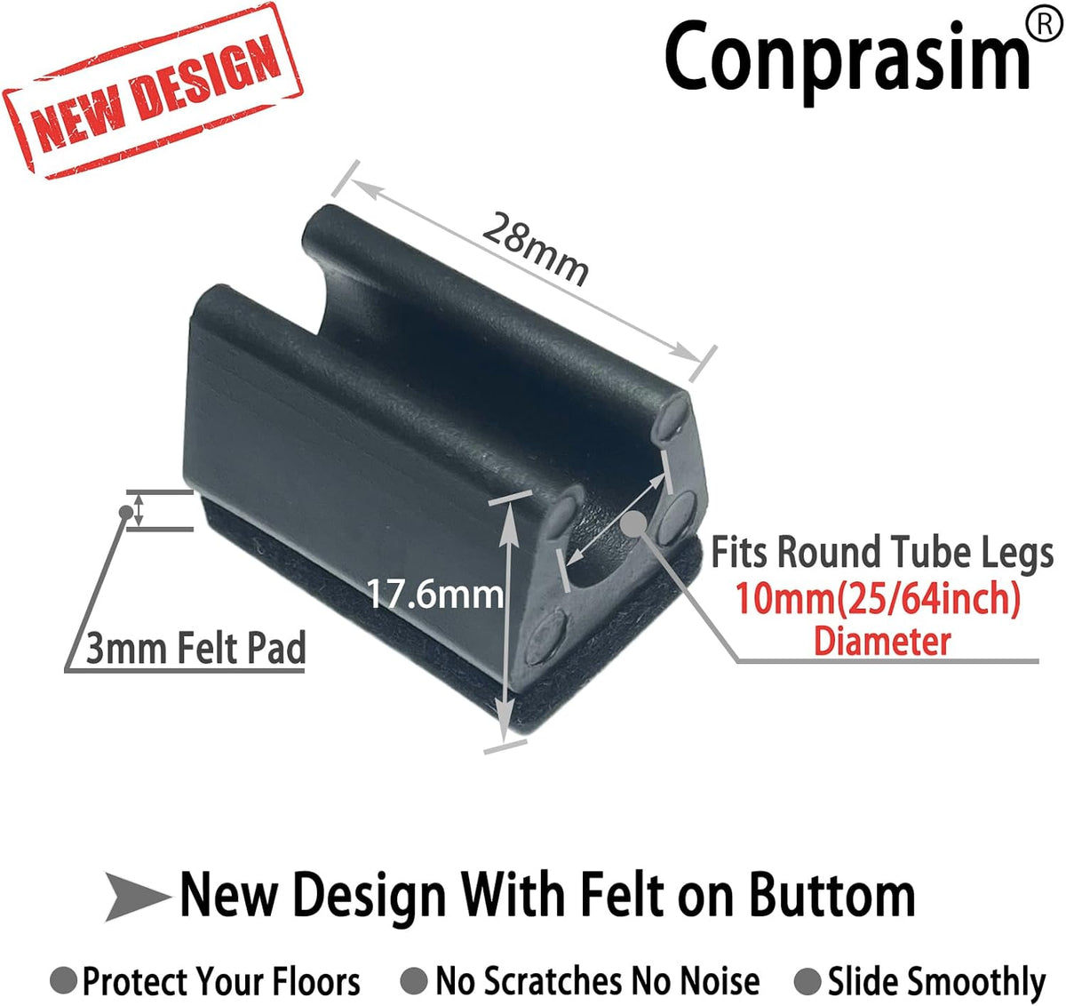 Rectangle U Shaped Chair Leg Tips Caps with Felt Pads,Furniture Feet Protector Slide Smoothly