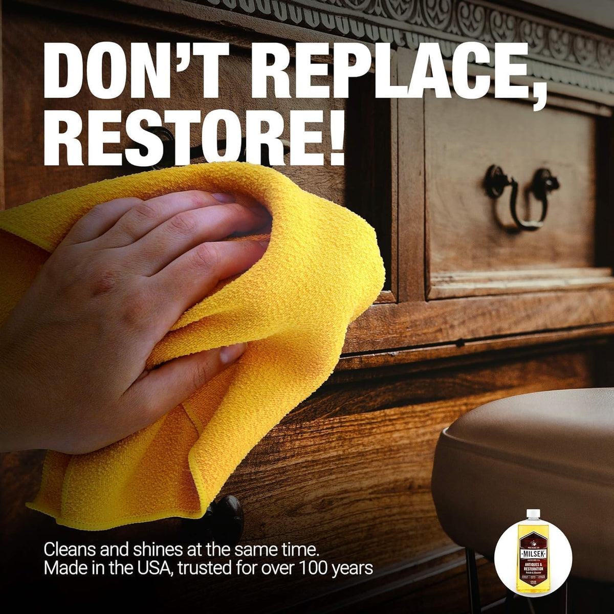 Milsek Antiques & Restoration Polish & Cleaner - Home Essential Cleaning Supplies for Home