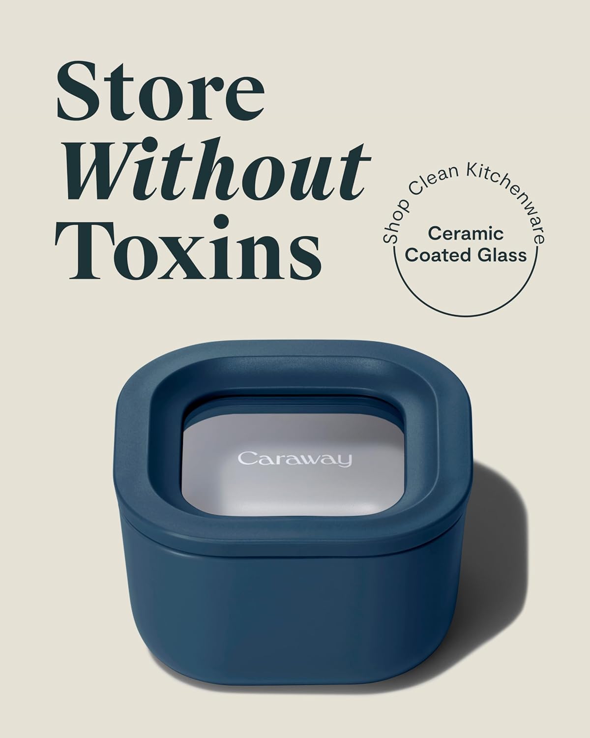 Caraway 2pc Glass Food Storage Set - 1.75 Cup Food Containers (2) - Non-Toxic Ceramic-Coated Glass