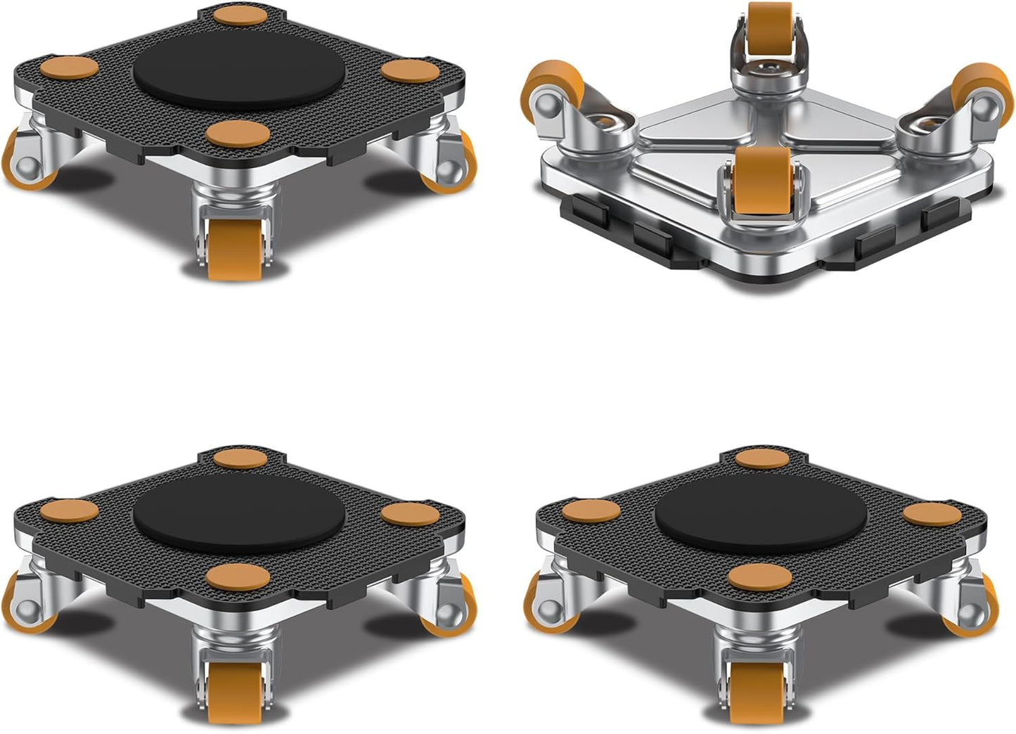 ONEON Furniture Mover Pro - 4Pack Enhanced Dollies with Custom TPE Wheels - Effortless Heavy