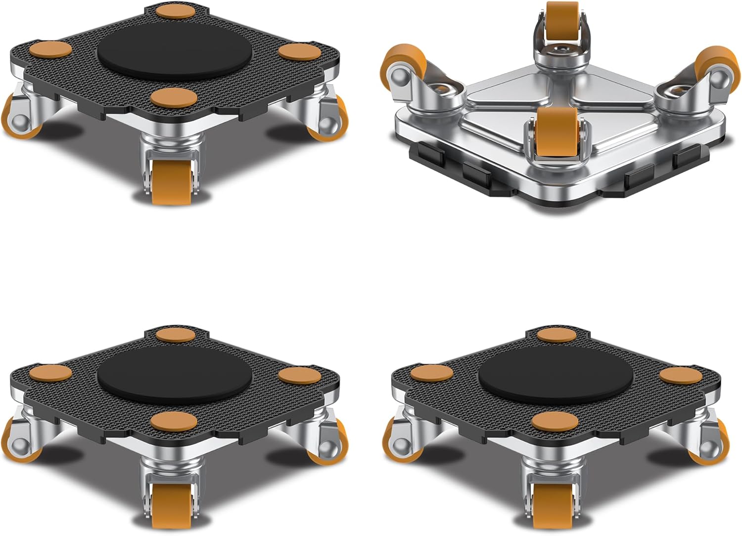 ONEON Furniture Mover Pro - 4Pack Enhanced Dollies with Custom TPE Wheels - Effortless Heavy