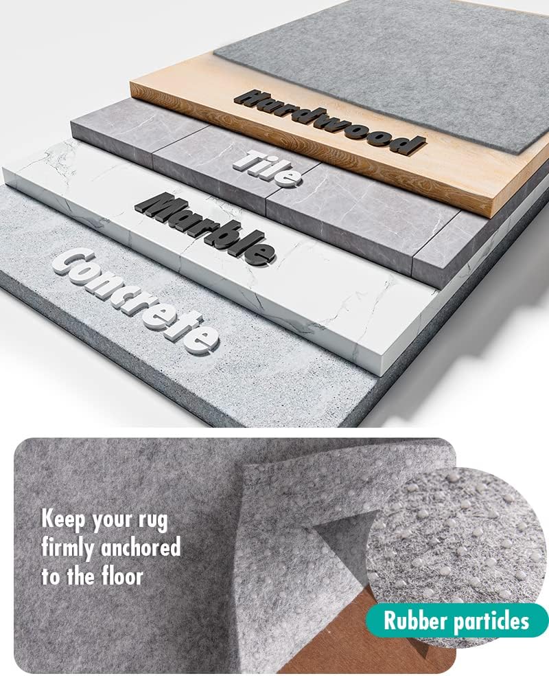 Non Slip Rug Pad Gripper - 3x5 Feet 1/4” Extra Thick Felt Under Rug for Area Rugs and Hardwood