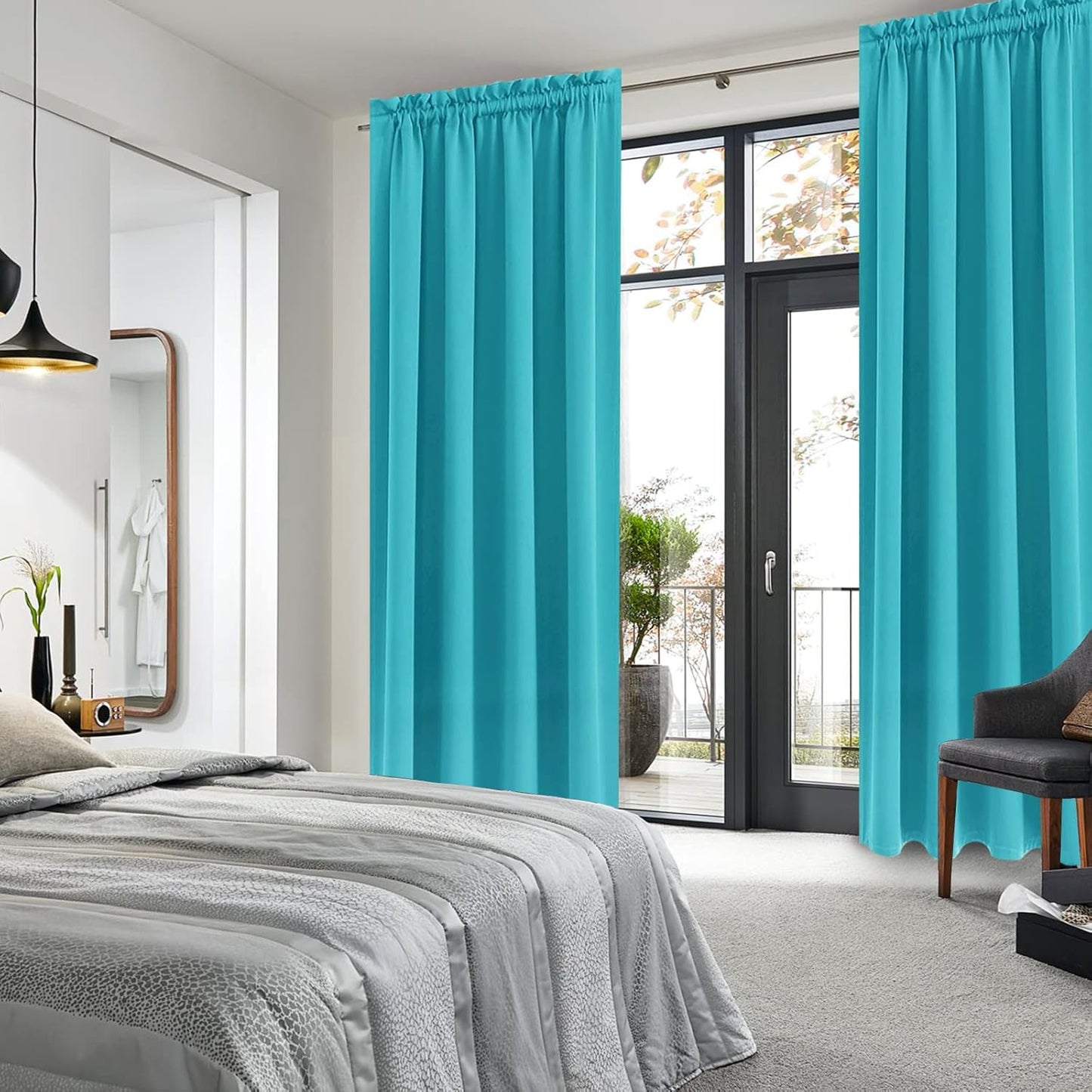 DWCN Blackout Curtains Room Darkening Thermal Insulated Bedroom Curtains Window Curtain Panels, 52