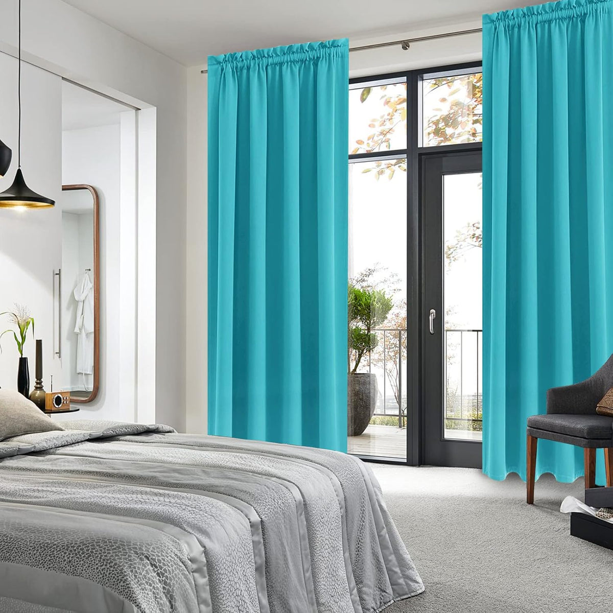 DWCN Blackout Curtains Room Darkening Thermal Insulated Bedroom Curtains Window Curtain Panels, 52
