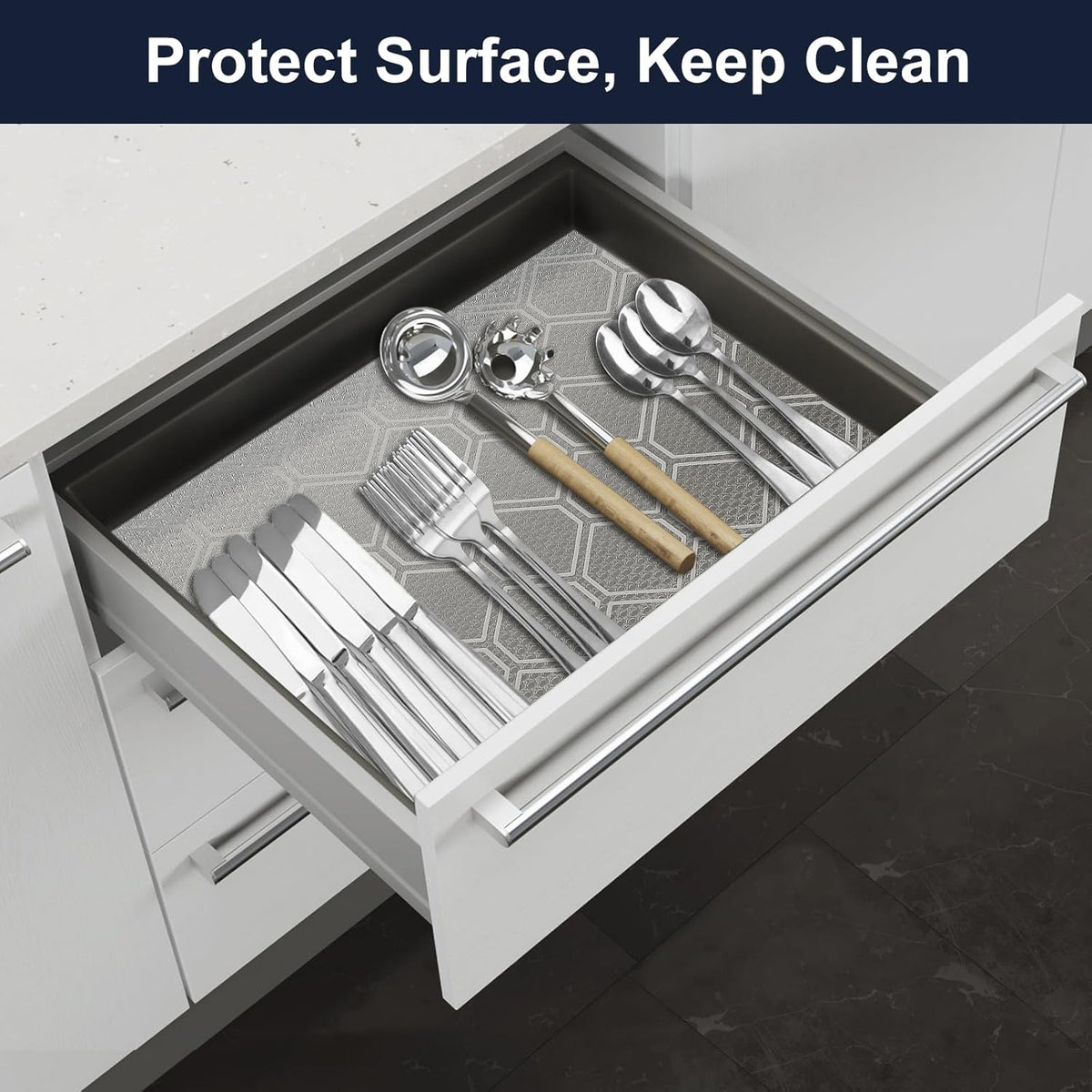 Shelf Liner, Refragerator Drawer Liners for Kitchen Cabinets, Waterproof Bathroom Sink Mat No Slip