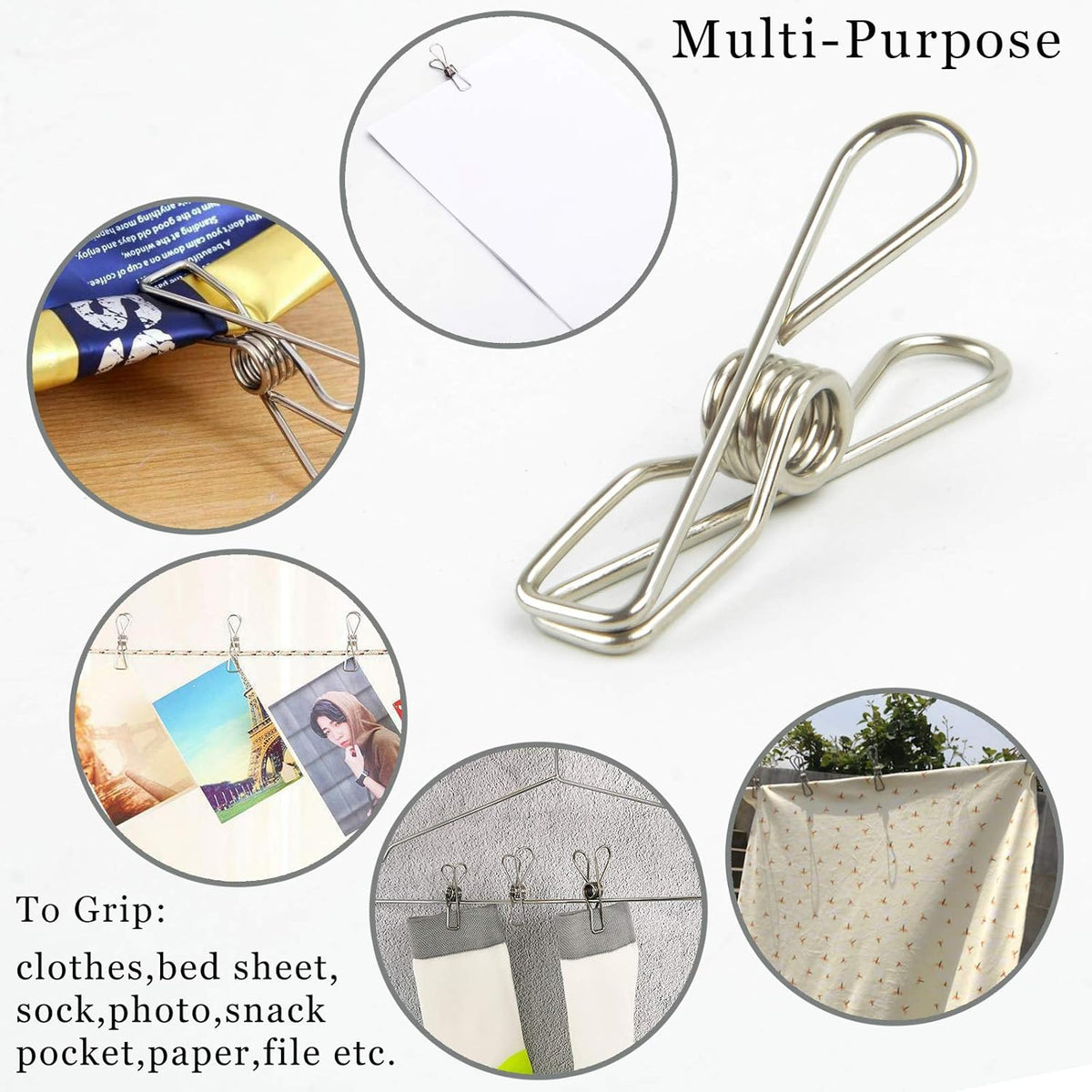 Wire Clothespins Laundry Chip Clips - 100 Pack Bulk Clothes Pins Heave Duty,Durable Metal Clothes