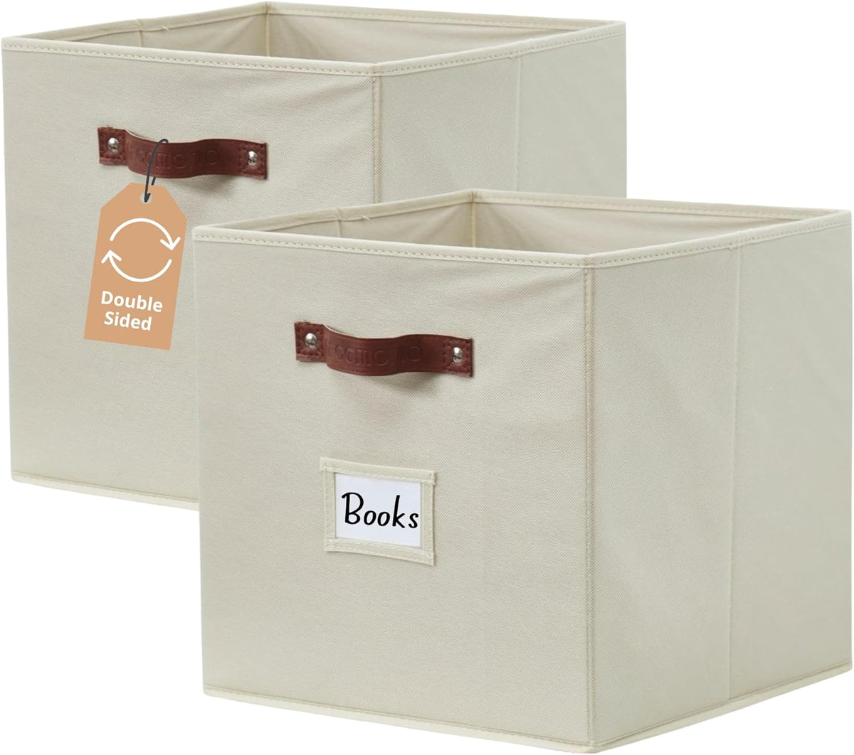 DECOMOMO Storage Bins, Cube Storage Bin with Labels, Fabric Storage Cubes for Shelves (10.5" x 11"