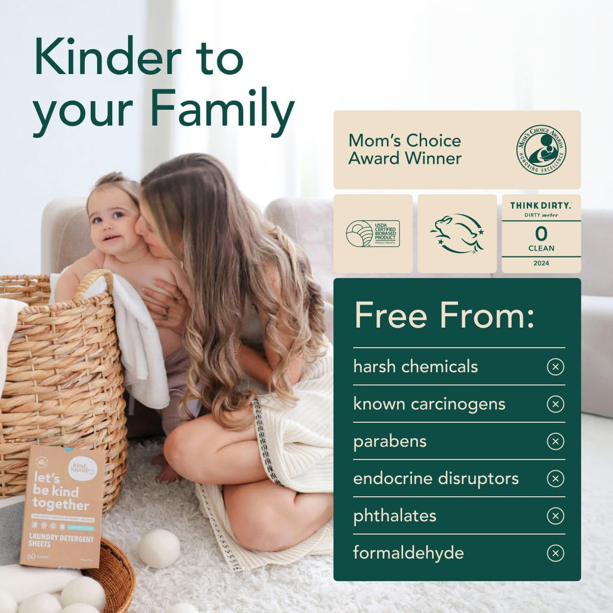 Kind Laundry Detergent Sheets with Stain-Fighting Enzymes - Plant Powered Eco-Friendly Laundry Soap