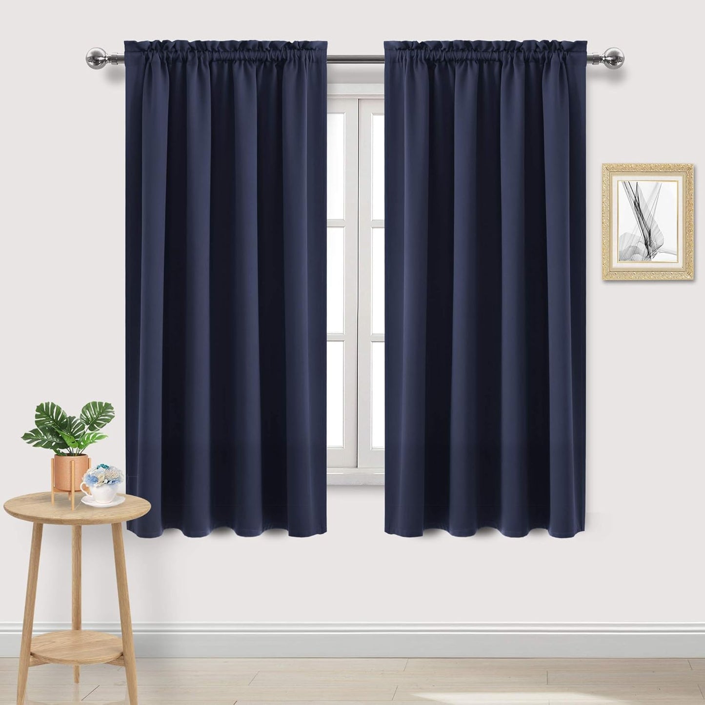DWCN Navy Room Darkening Blackout Curtains - Thermal Insulated Privacy Energy Saving Window Curtain