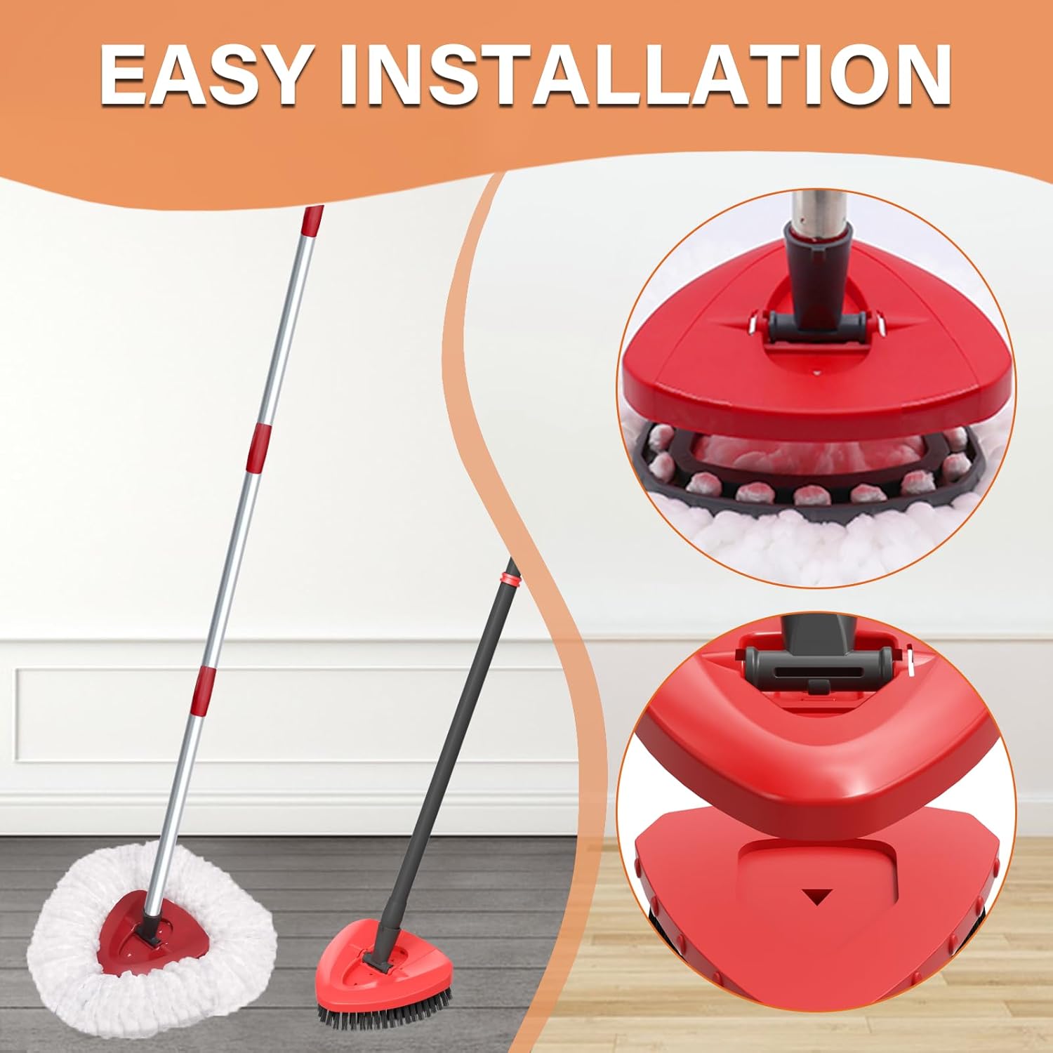 Spin Mop Head Replacement for O Cedar EasyWring 1-Tank System, 2 Mop Replace Heads + 1 Upgrade