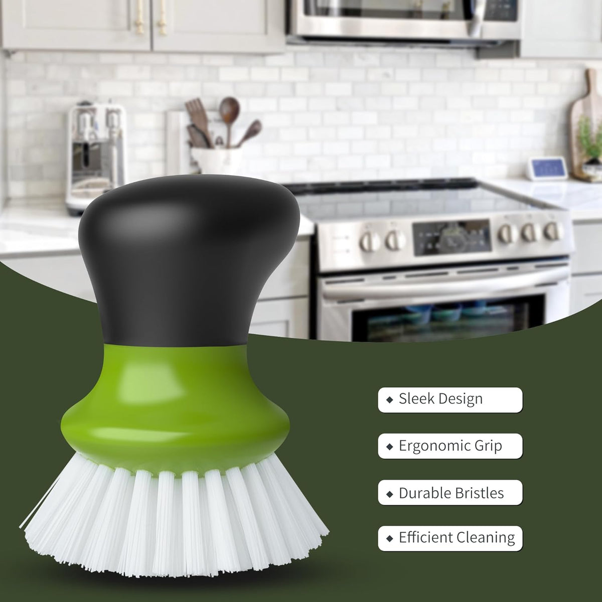 MR.SIGA Dish Scrub Brush, Palm Brush Dish Scrubber with Ergonomic Grip, Kitchen Brushes for Dishes