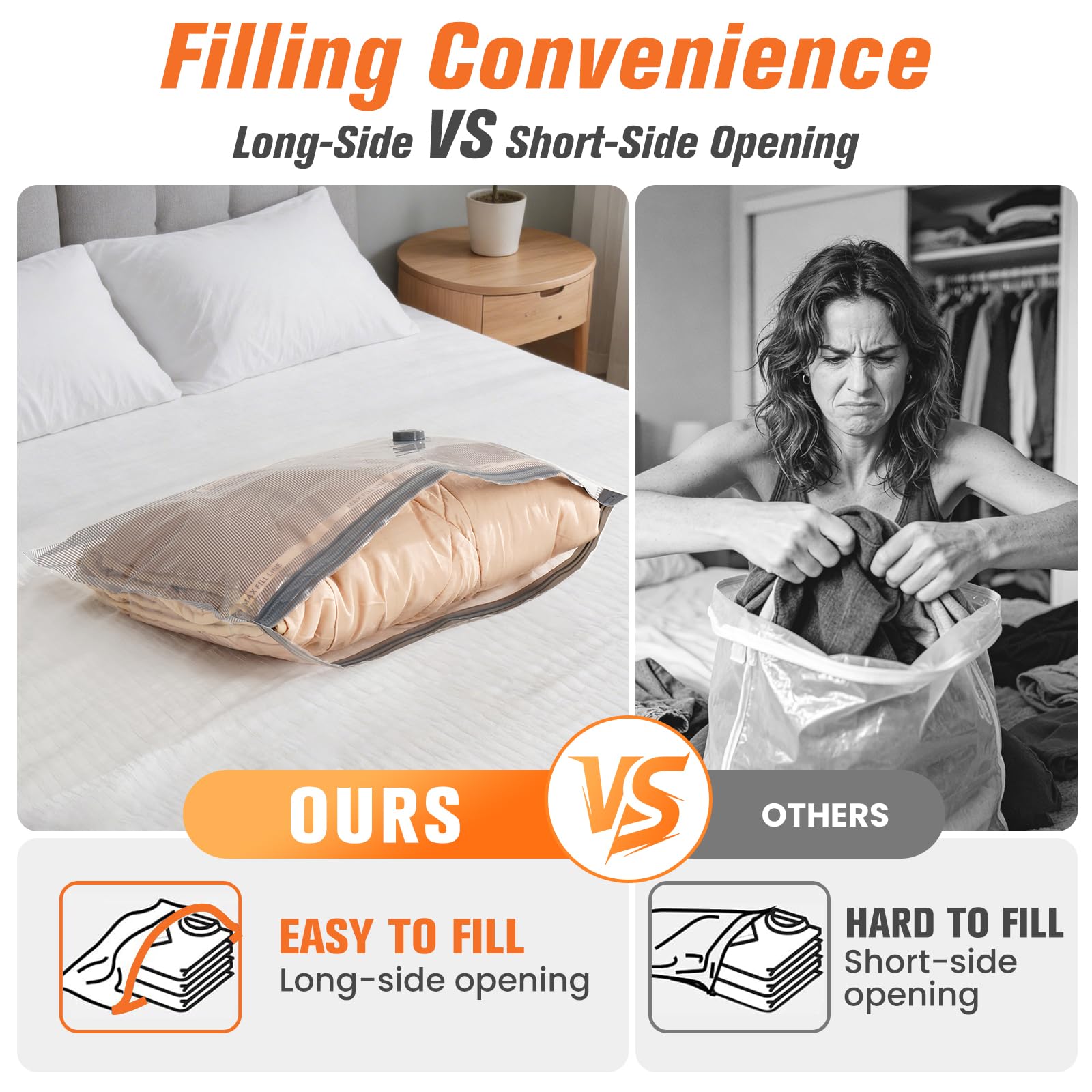 15 Pack Vacuum Storage Bags for Travel with Cordless Pump, Space Saver Bags for Clothes