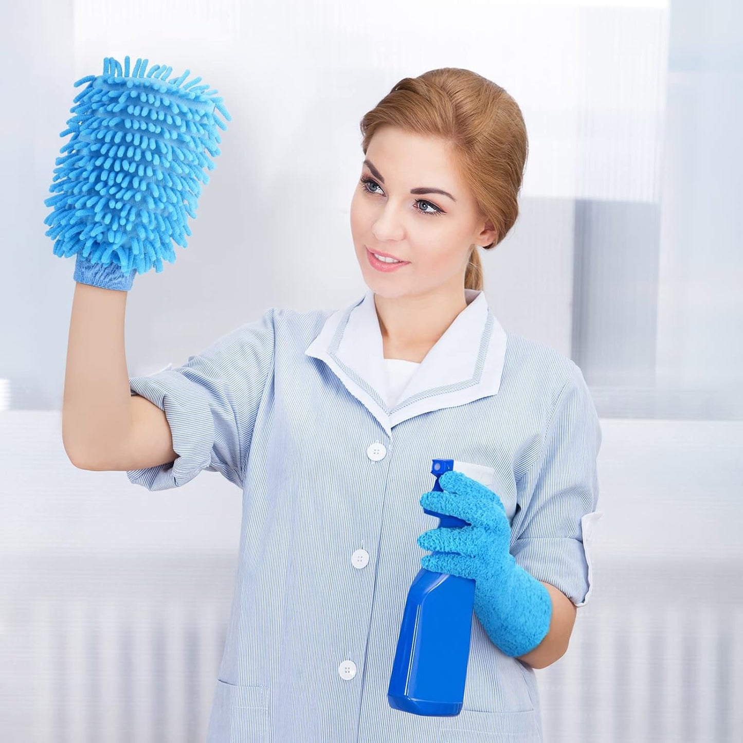 6 Pcs Microfiber Dusting Mitt Gloves Microfiber Washable Dusting Gloves Car Wash Mitt for Leaf