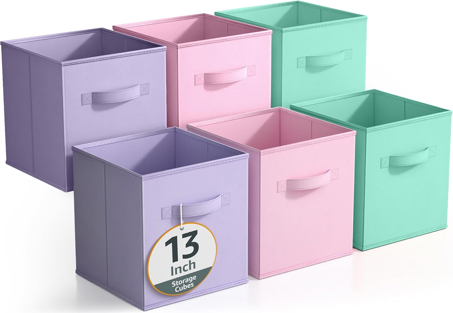 Sorbus Fabric Storage Cubes - 6 Foldable Storage Bins for Organizing Pantry, Cubbies, Toy Box