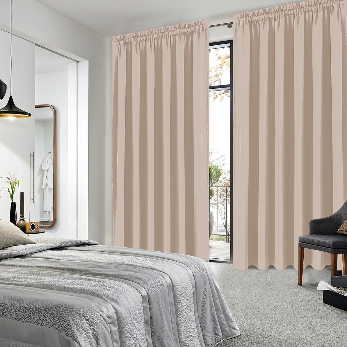DWCN Blackout Curtains for Living Room Thermal Insulated, Energy Saving & Noise Reducing Bedroom