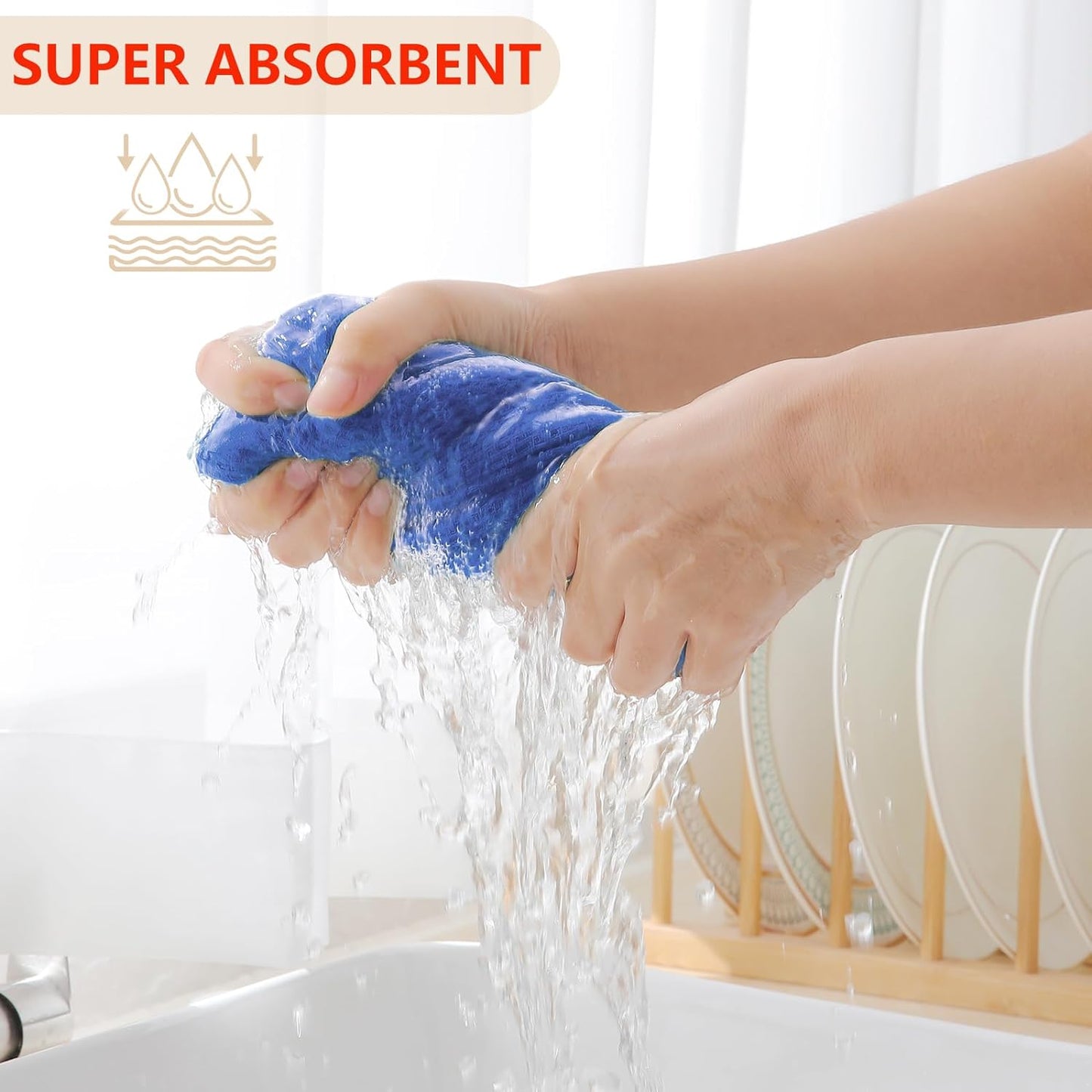 Homaxy 100% Cotton Waffle Weave Kitchen Dish Towels, Ultra Soft Absorbent Quick Drying Cleaning