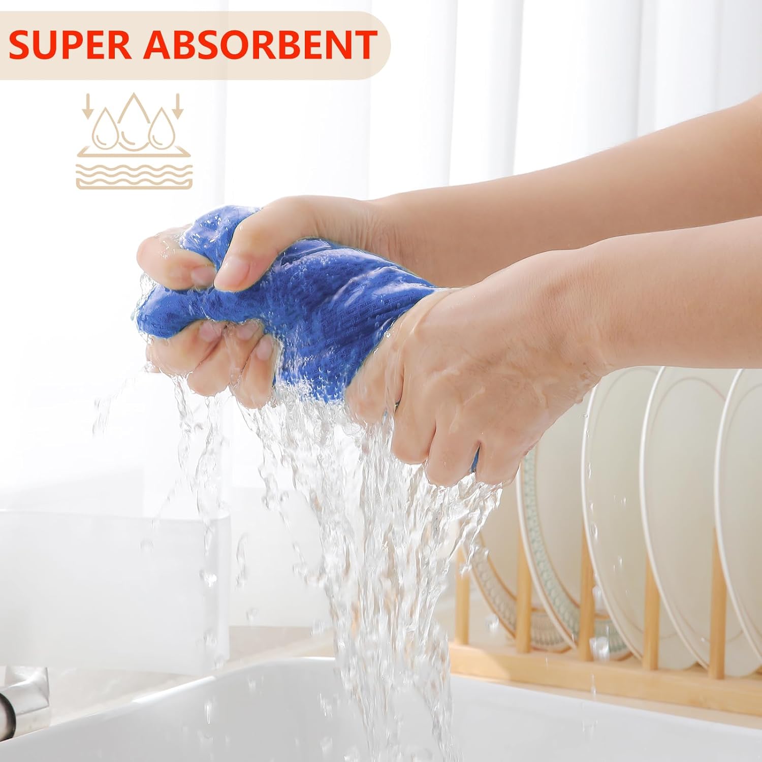 Homaxy 100% Cotton Waffle Weave Kitchen Dish Towels, Ultra Soft Absorbent Quick Drying Cleaning