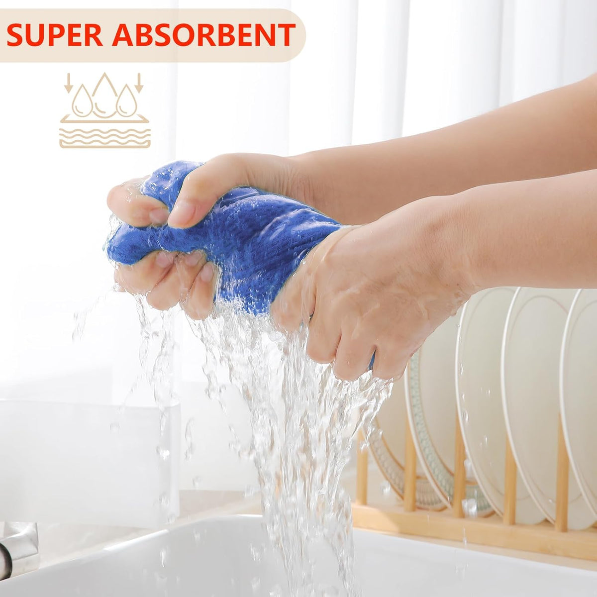 Homaxy 100% Cotton Waffle Weave Kitchen Dish Cloths, Ultra Soft Absorbent Quick Drying Dish Towels