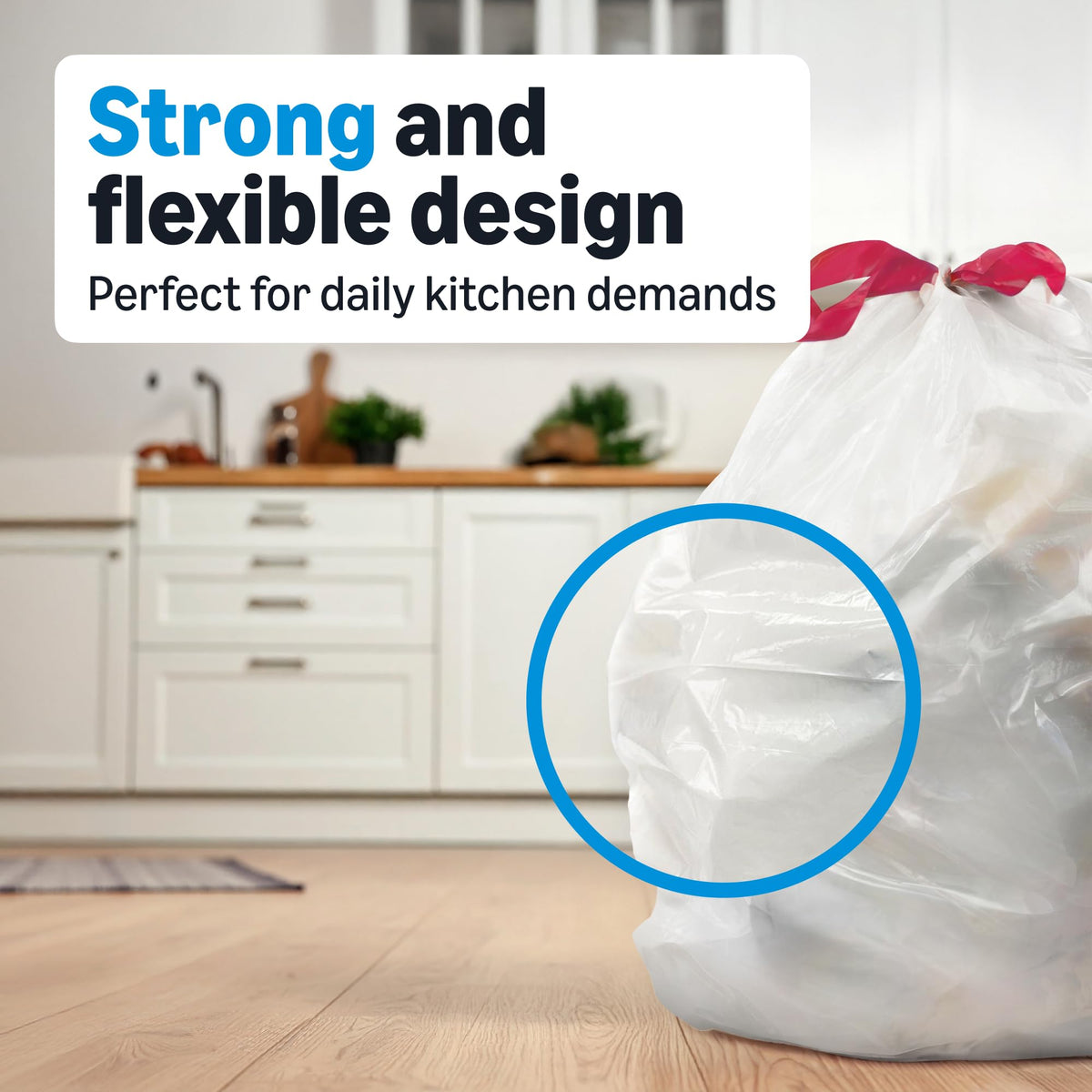 Amazon Basics Scented Trash Bags, Tall Kitchen Drawstring, Clean Fresh Scent, 13 Gallon, 200 Count