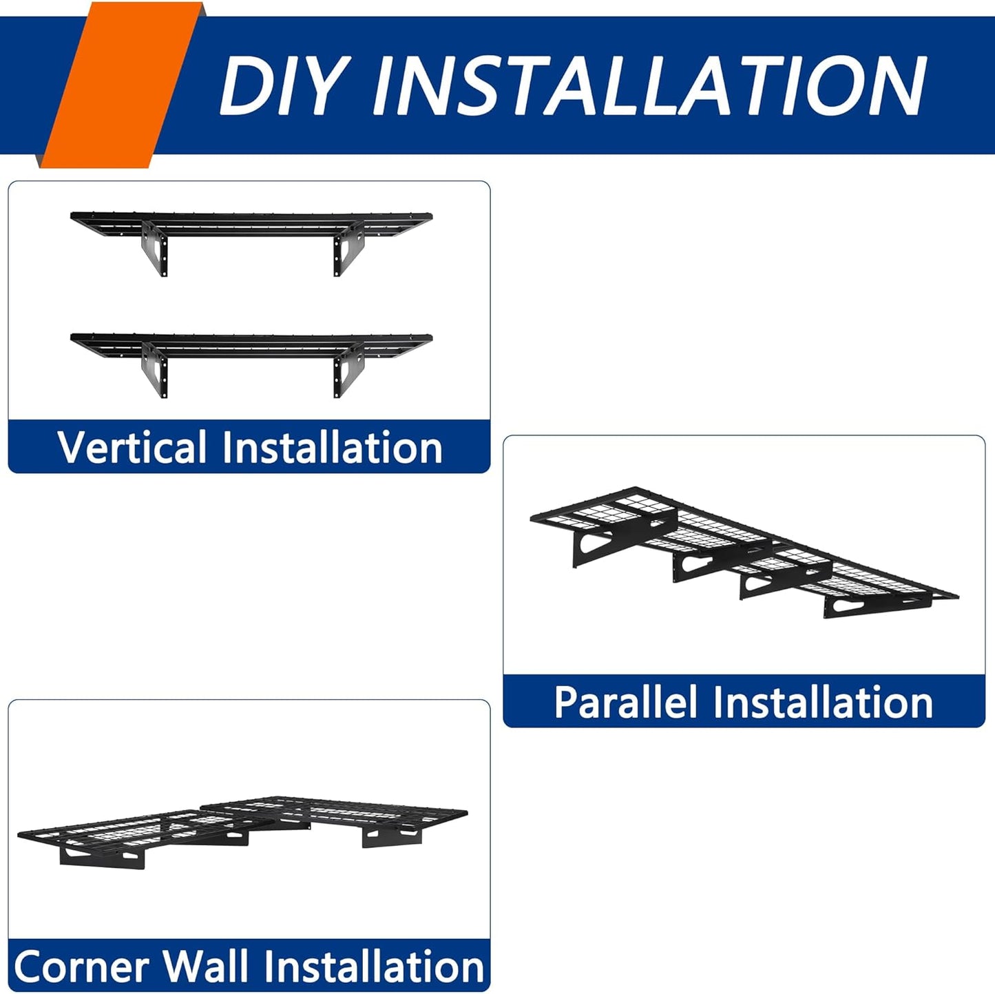 2-Pack 1.5x3FT Garage Shelving 17.7-inch-by-35.8-inch Wall Shelf Garage Storage Rack Wall Mounted