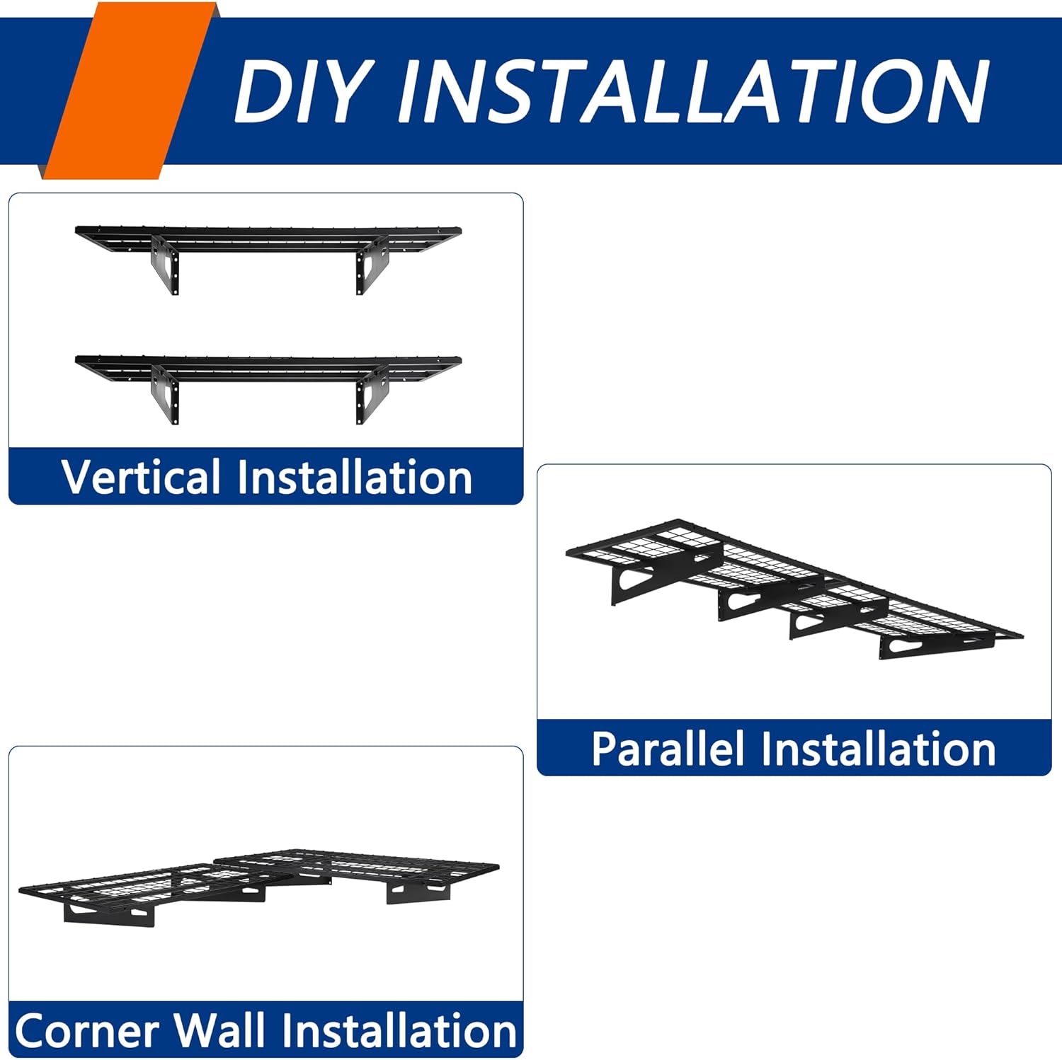 2-Pack 1.5x3FT Garage Shelving 17.7-inch-by-35.8-inch Wall Shelf Garage Storage Rack Wall Mounted