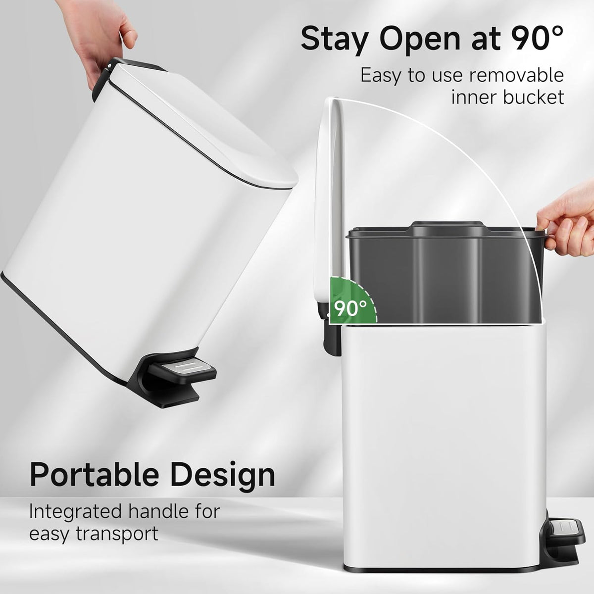 TIPGO Slim Bathroom Trash Can with Lid Soft Close, Step Pedal, 6 Liter / 1.6 Gallon Stainless Steel
