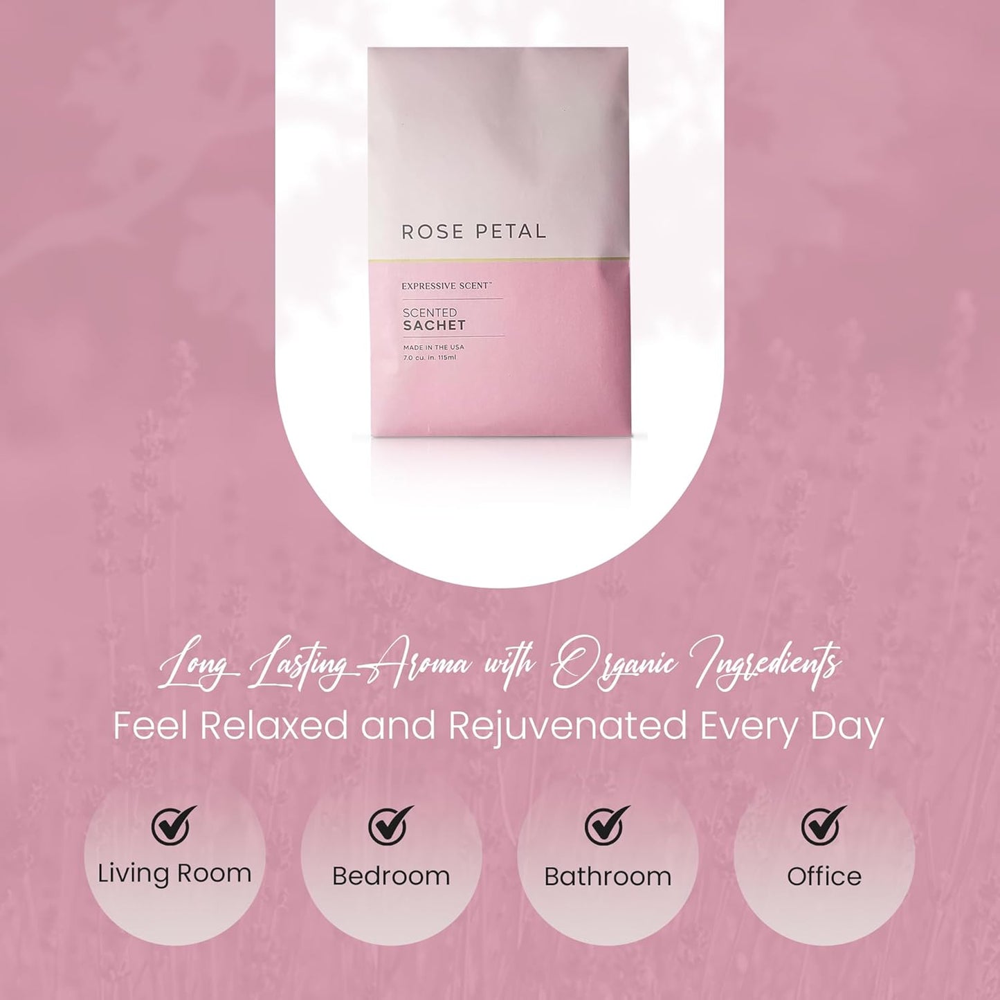 Expressive Scented Fresh Scent Pouches – Perfect Rose Petal Air Freshener – Home Fragrance & Closet