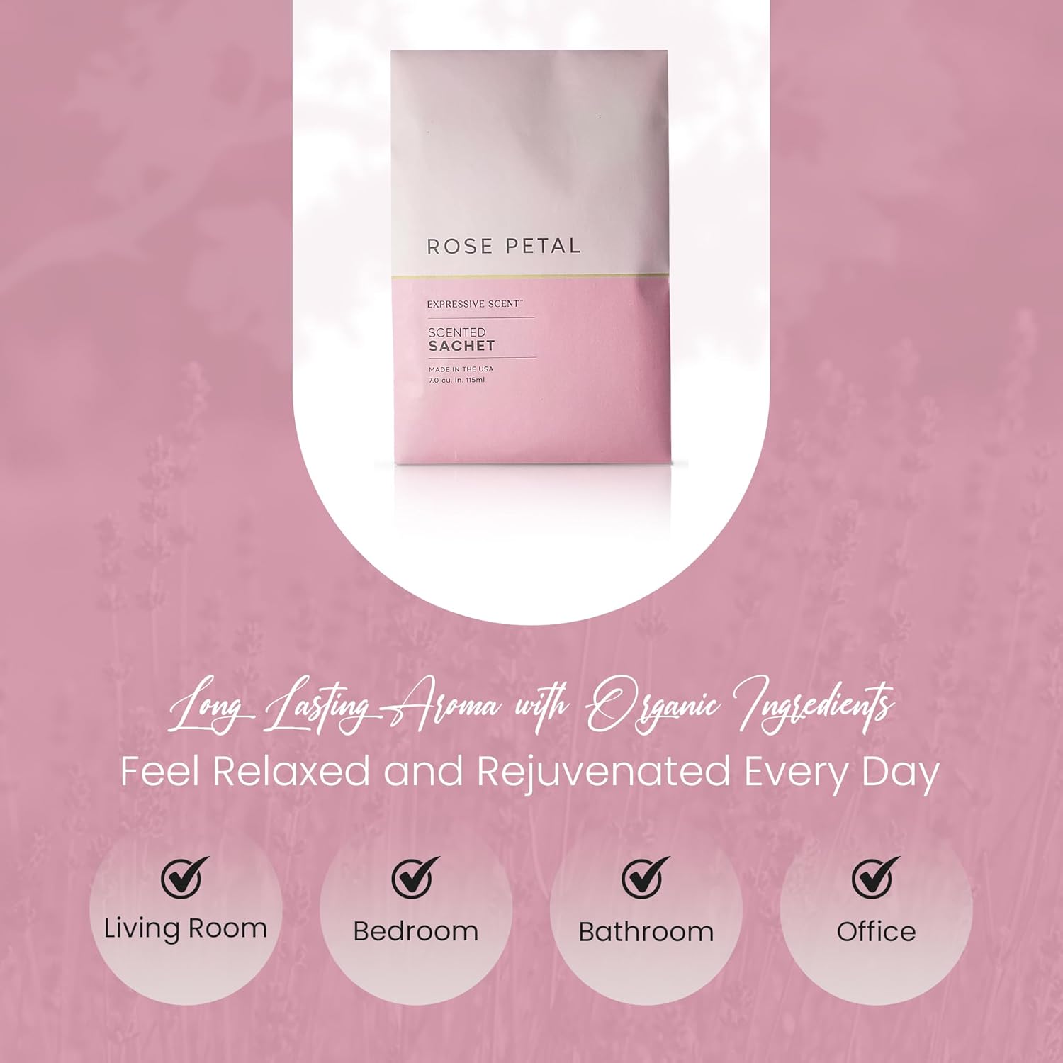 Expressive Scented Fresh Scent Pouches – Perfect Rose Petal Air Freshener – Home Fragrance & Closet