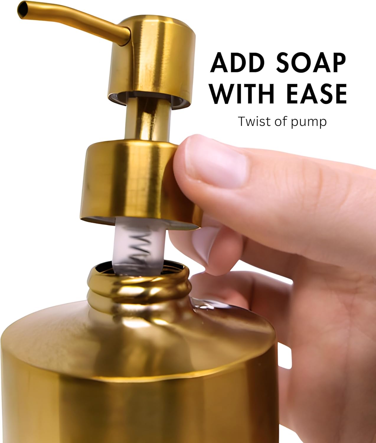 Brass Soap Dispenser for Bathroom (Stainless Steel) and Kitchen - Hand Soap, Detergent, or Lotion