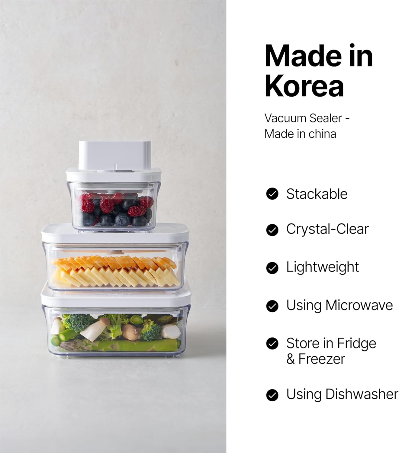 VAKUEN Premium Airtight Food Storage Containers, 4L(4.10qt) Smart One-Click Seal Lid, Patented