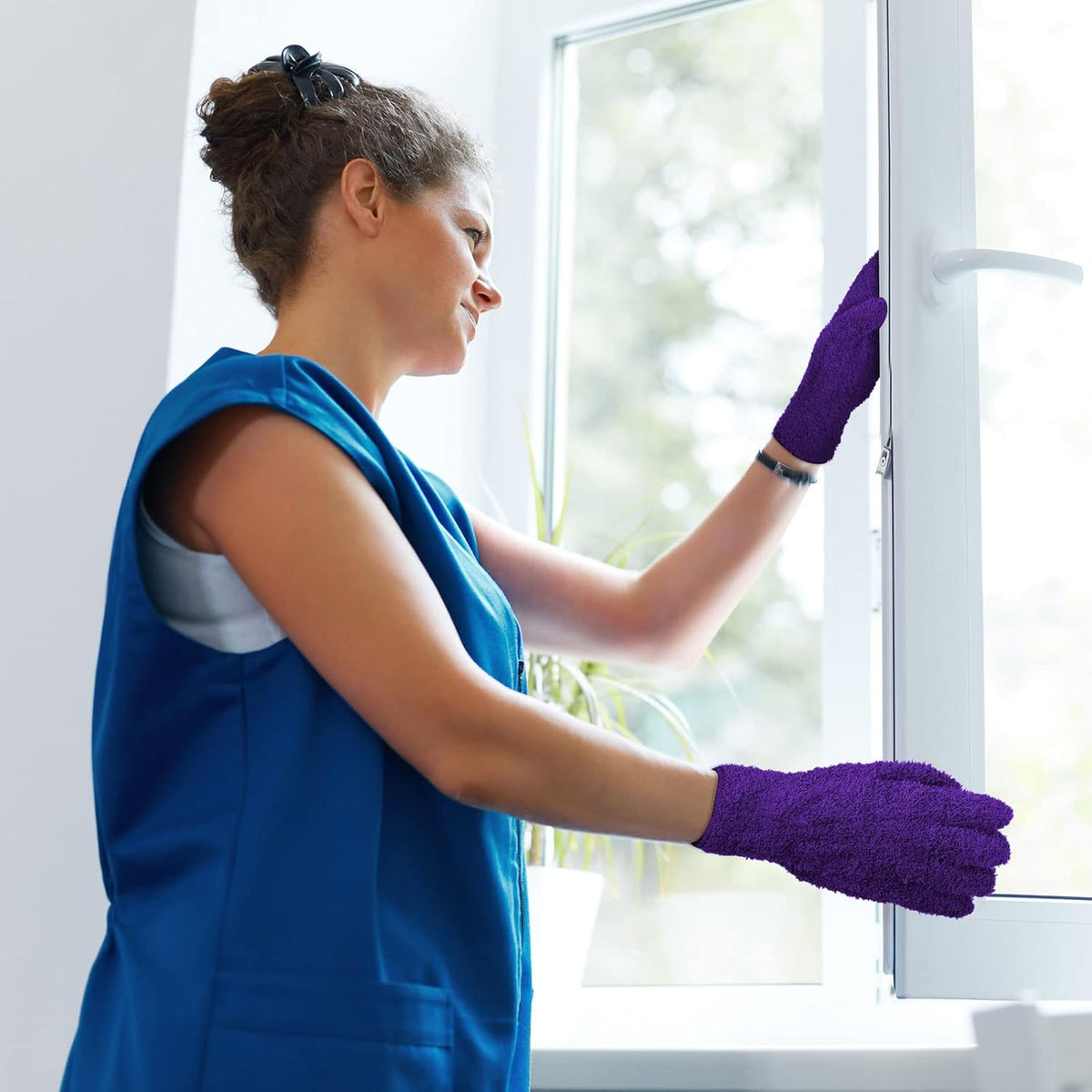 Bencailor 6 Pairs Microfiber Dusting Gloves, Dusting Cleaning Gloves Microfiber Gloves for Plants
