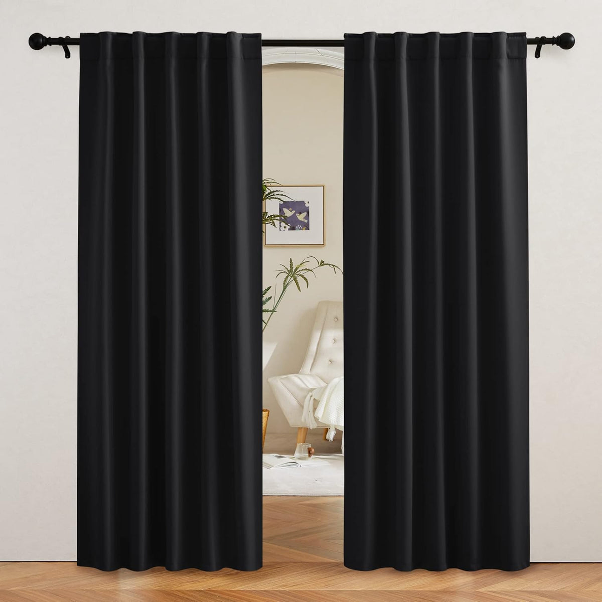 RYB HOME Blackout Curtains 80 inches Long Thermal Insulating Large Window Curtains for Living Room