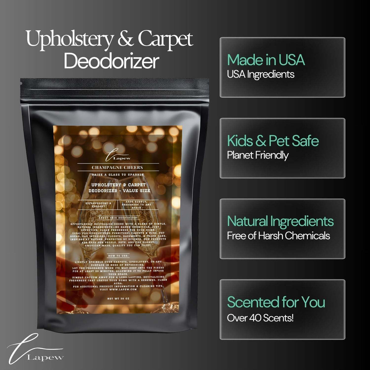 Champagne Cheers Carpet Freshener Powder Refill 36 oz | Powerful Odor Eliminator for Home |