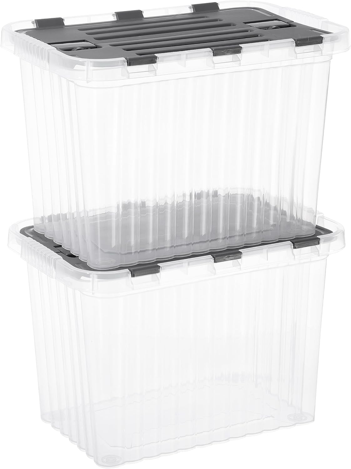 Superio Storage Bins with Lids, Clear Plastic Containers for Organizing, Stackable Totes, BPA Free