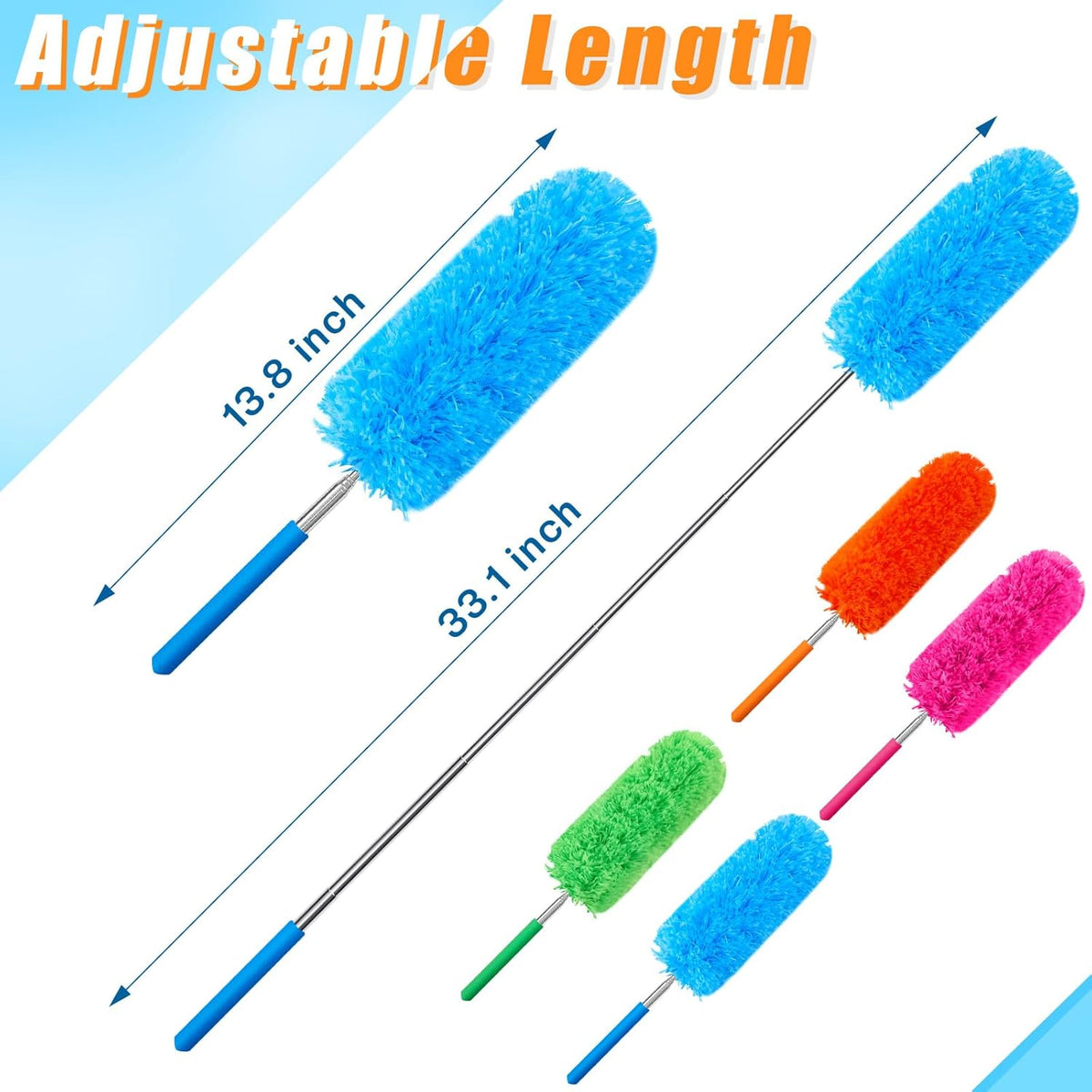 Tanlade 12 Pcs Microfiber Feather Duster for Cleaning 13-31 Inch Extendable Cobweb Dusters Ceiling